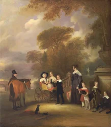 Il reverendo e la signora Henry Palmer con i loro sei figli più piccoli a Withcote Hall, vicino a Oakham, Leices...